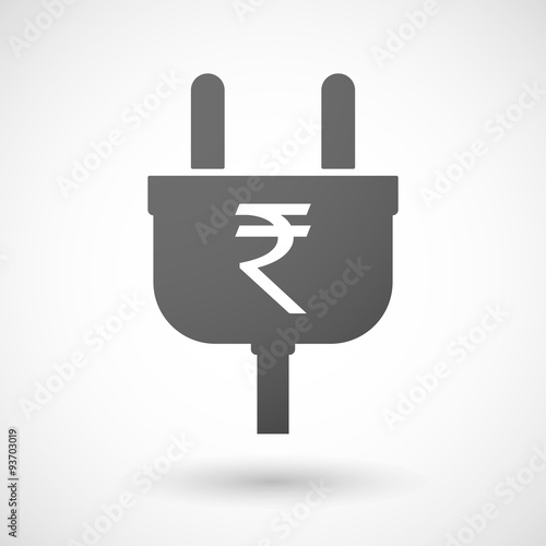Isolated plug icon with a rupee sign
