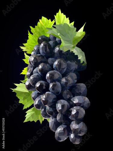 low poli bunch of grapes