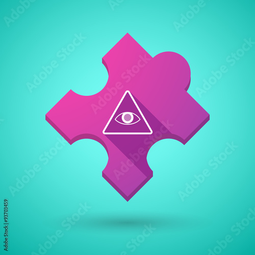Long shadow puzzle icon with an all seeing eye