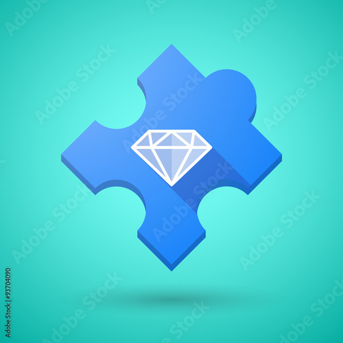 Long shadow puzzle icon with a diamond