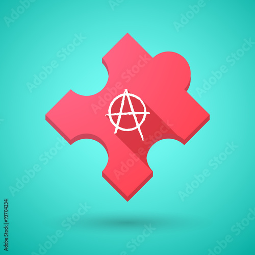 Long shadow puzzle icon with an anarchy sign