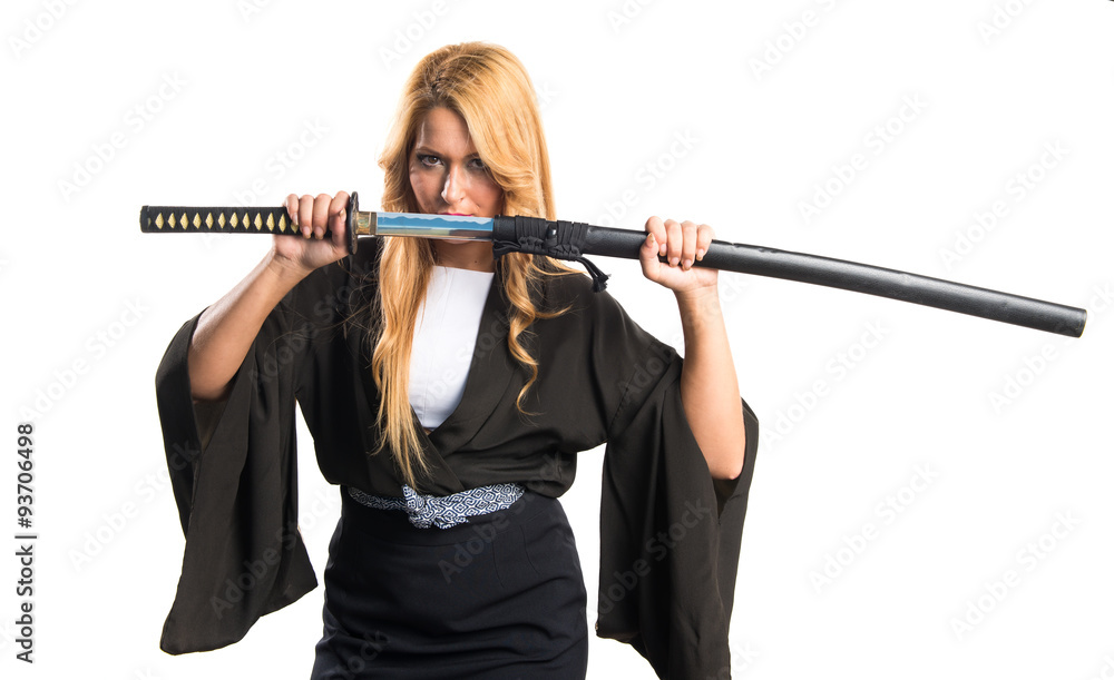 Woman dressed like samurai