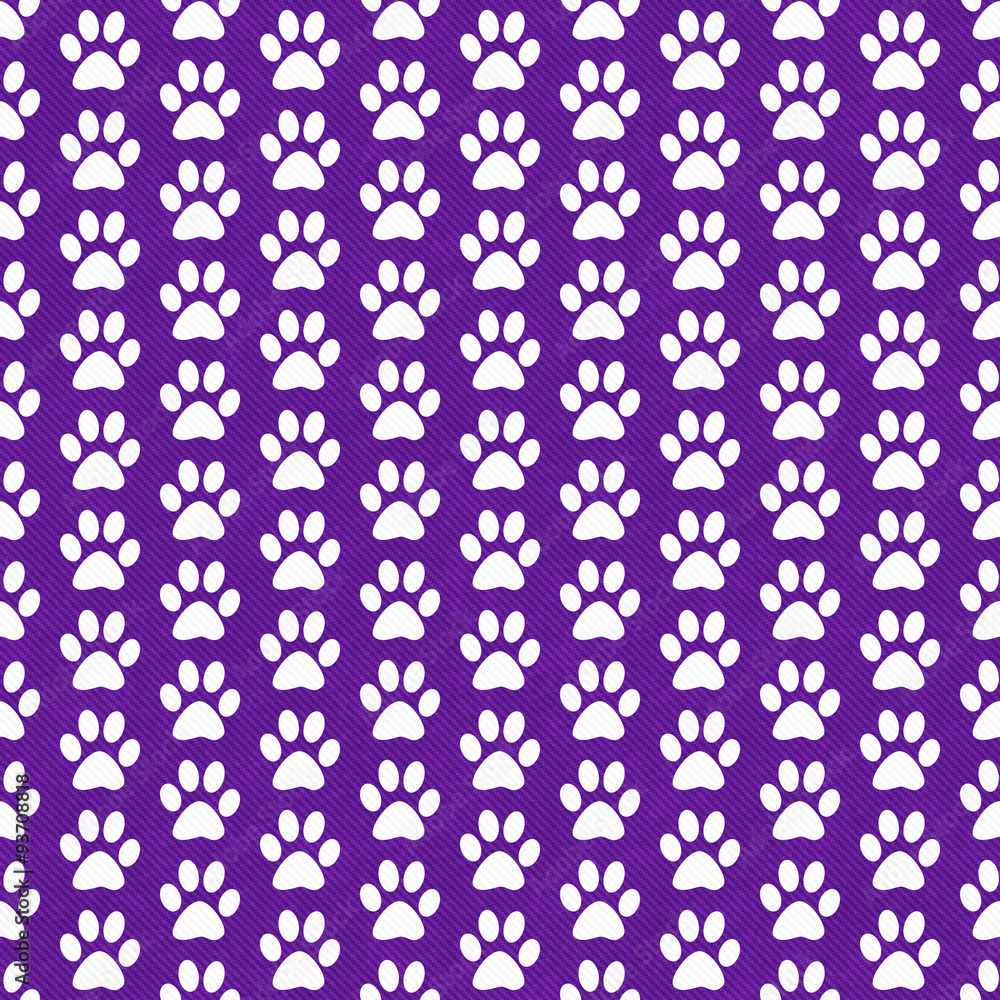 Purple and White Dog Paw Prints Tile Pattern Repeat Background Purple and White Dog Paw Prints Tile Pattern Repeat Background