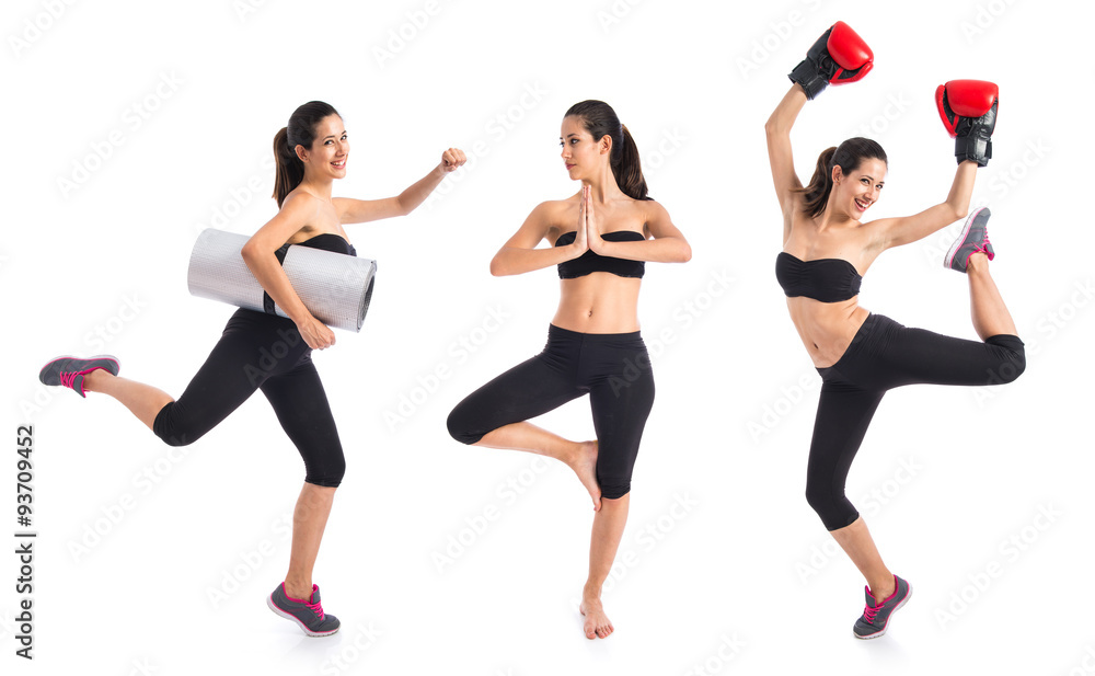 Happy sport woman with boxing gloves Happy sport woman with boxing gloves