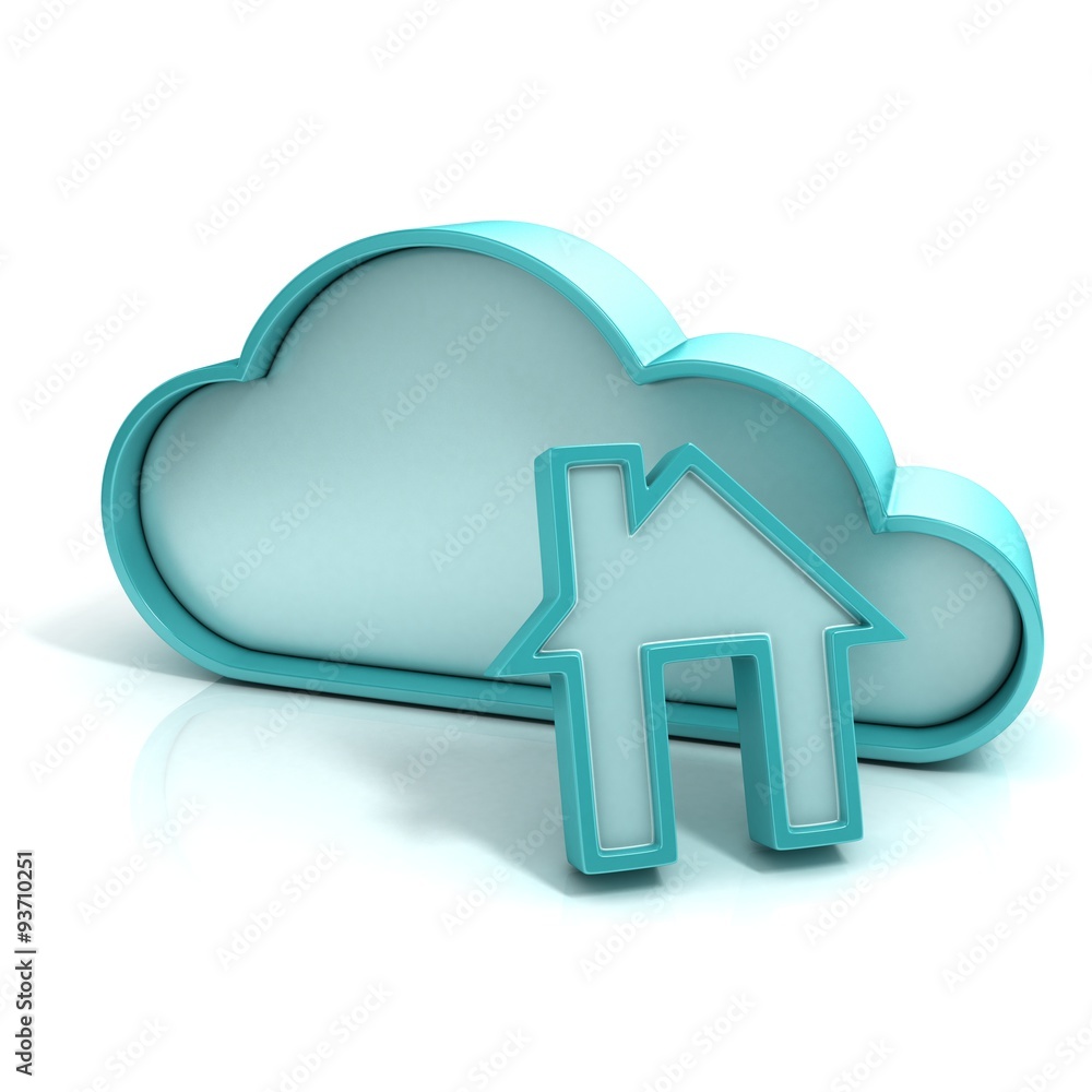 Cloud home 3D computer icon isolated on white background Cloud home 3D computer icon isolated on white background