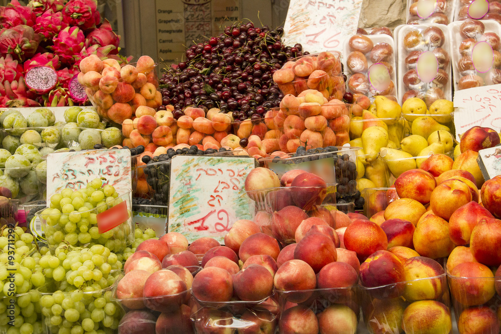 Fresh Exotic Fruits on the Eastern Market Stall in Israely Market