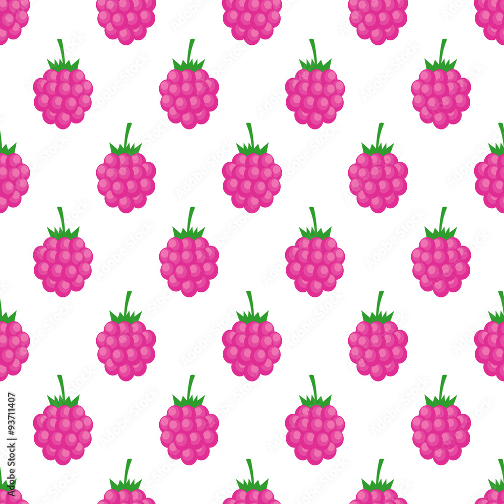 Seamless background with pink raspberry. Cute vector raspberry pattern. Summer fruit illustration on white background. Seamless background with pink raspberry. Cute vector raspberry pattern. Summer fruit illustration on white background.