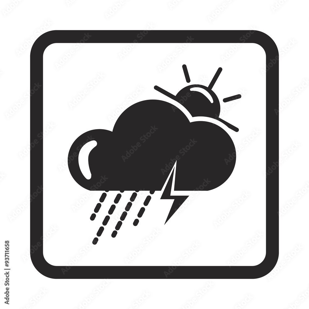 Storm weather with sun and rain icon Storm weather with sun and rain icon