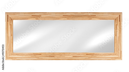 Mirror in wooden frame - isolated on white