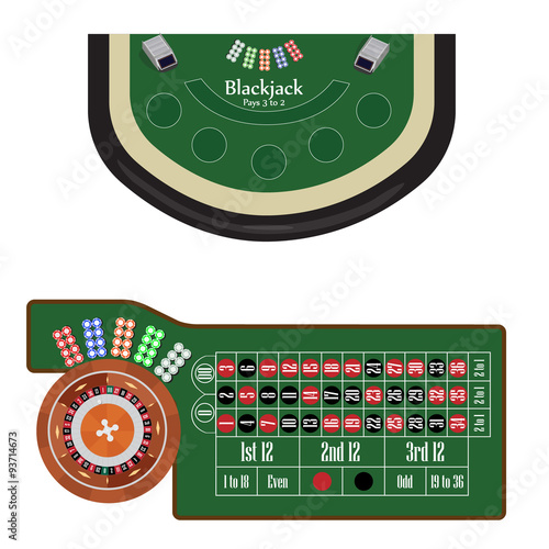 Blackjack and roulette tables