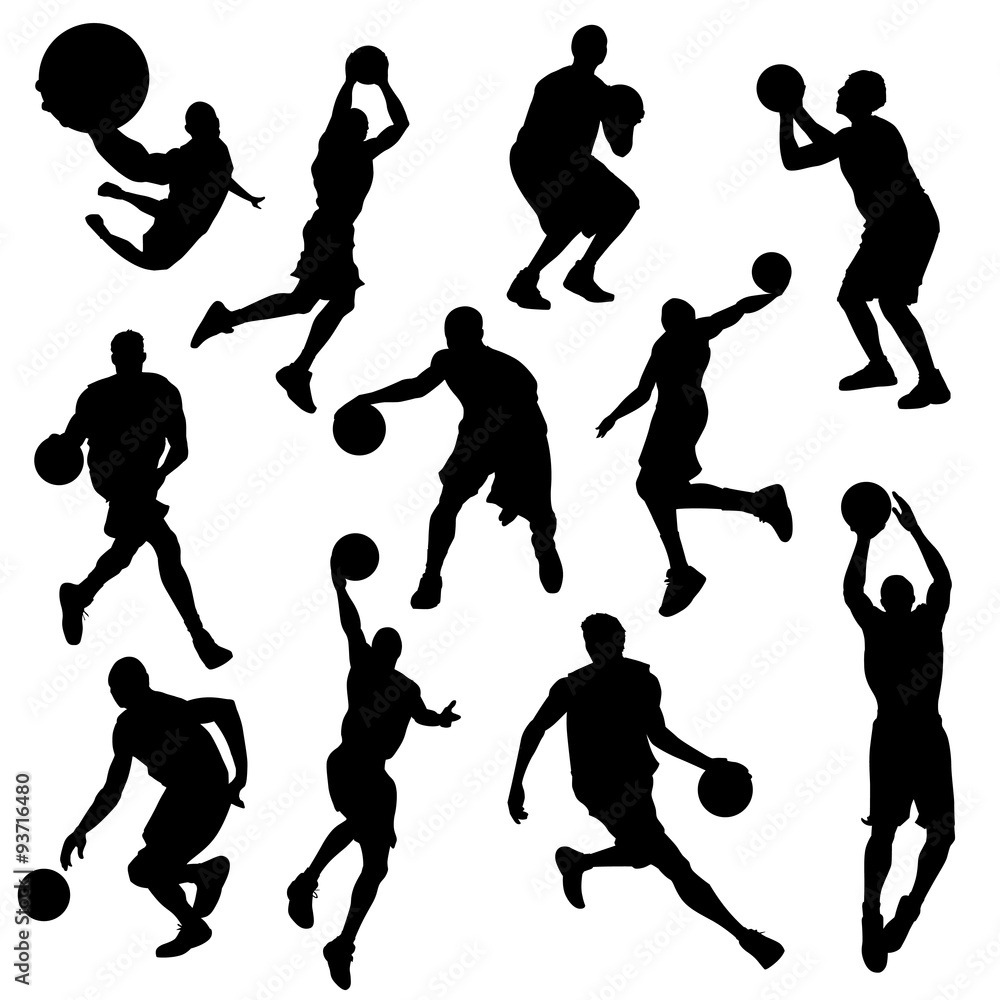 Fototapeta premium vector basketball players in silhouettes