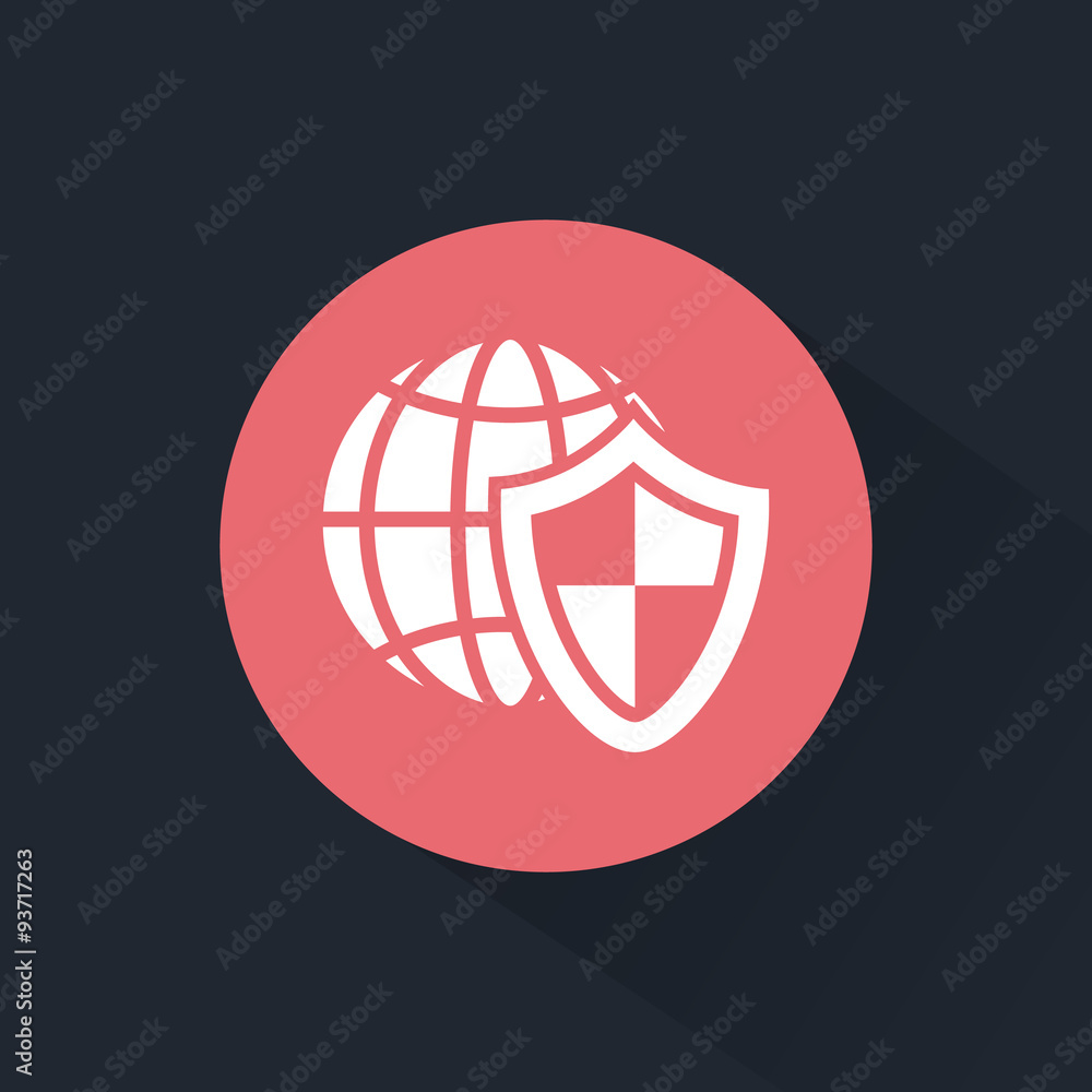 Computer net under protection icon Computer net under protection icon