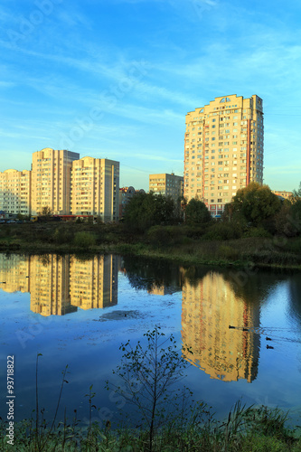 New residential district on the bank of the river Pekhorka. Balashikha. Russia