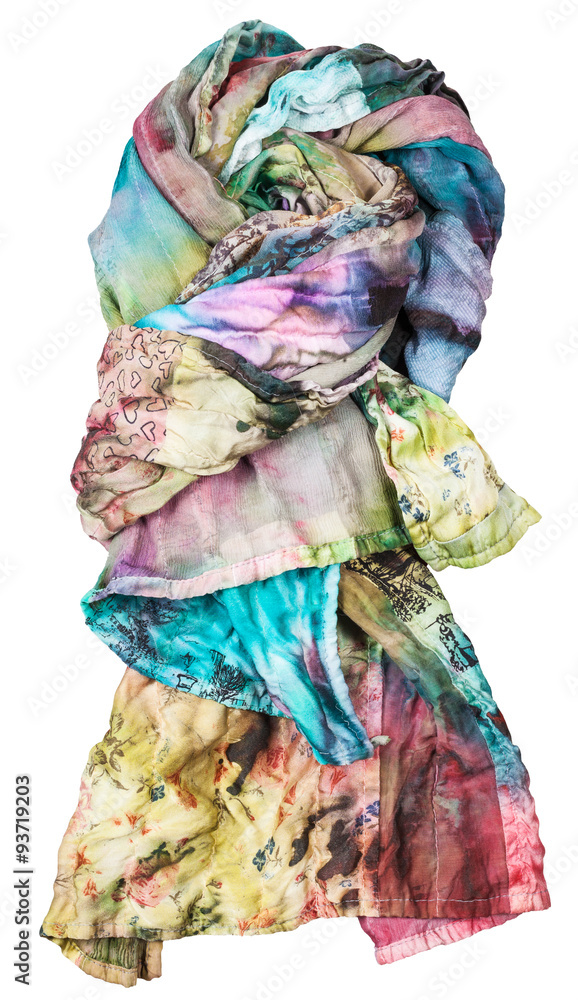 silk batik scarf in the style of patchwork