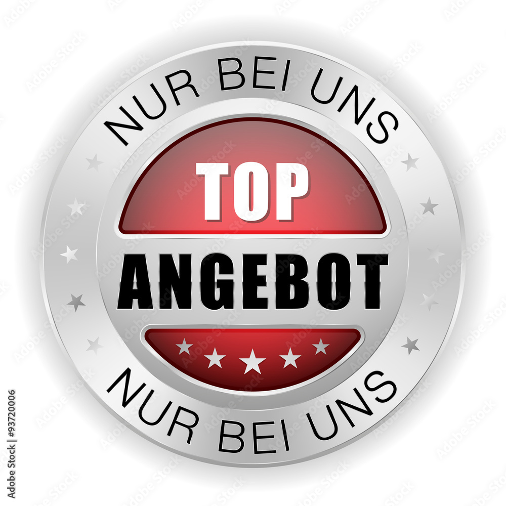 Roter Top Angebot Siegel mit silber Rand Roter Top Angebot Siegel mit silber Rand