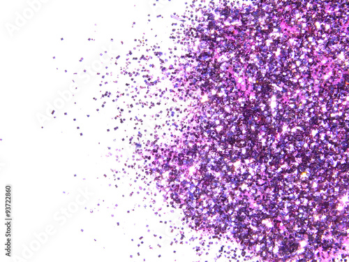 Purple glitter sparkle on white background 