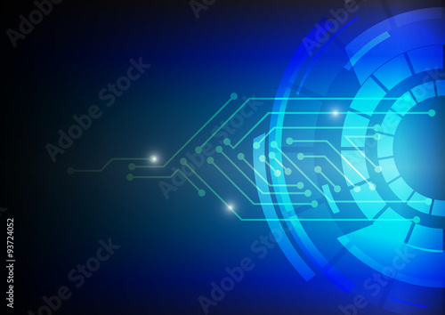 Vector : Electronic circuit and abstract circle on blue backgrou