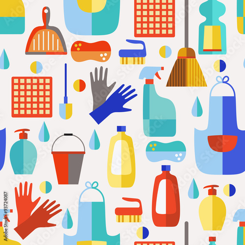 Cleaning products seamless pattern.