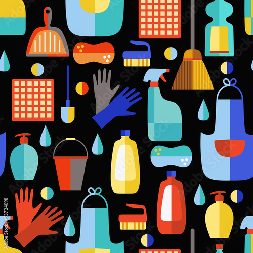 Cleaning products seamless pattern.
