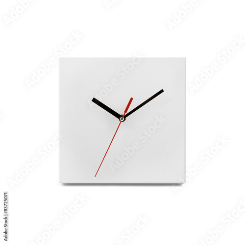 White simple wall clock - watch isolated on white background