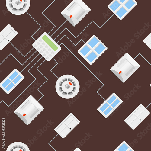 Security seamless pattern 5.2 45 degrees. Security sensor communications over wires to the control panel