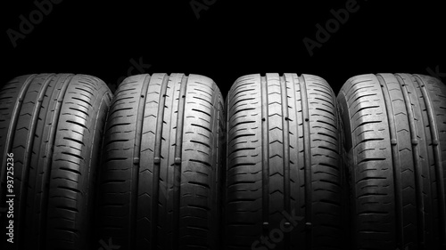 Tyres in dramatic lighting