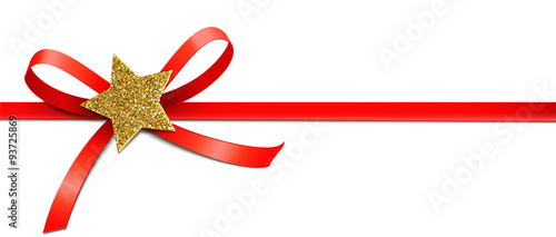 Rote Schleife mit goldenem Glitter - Stern