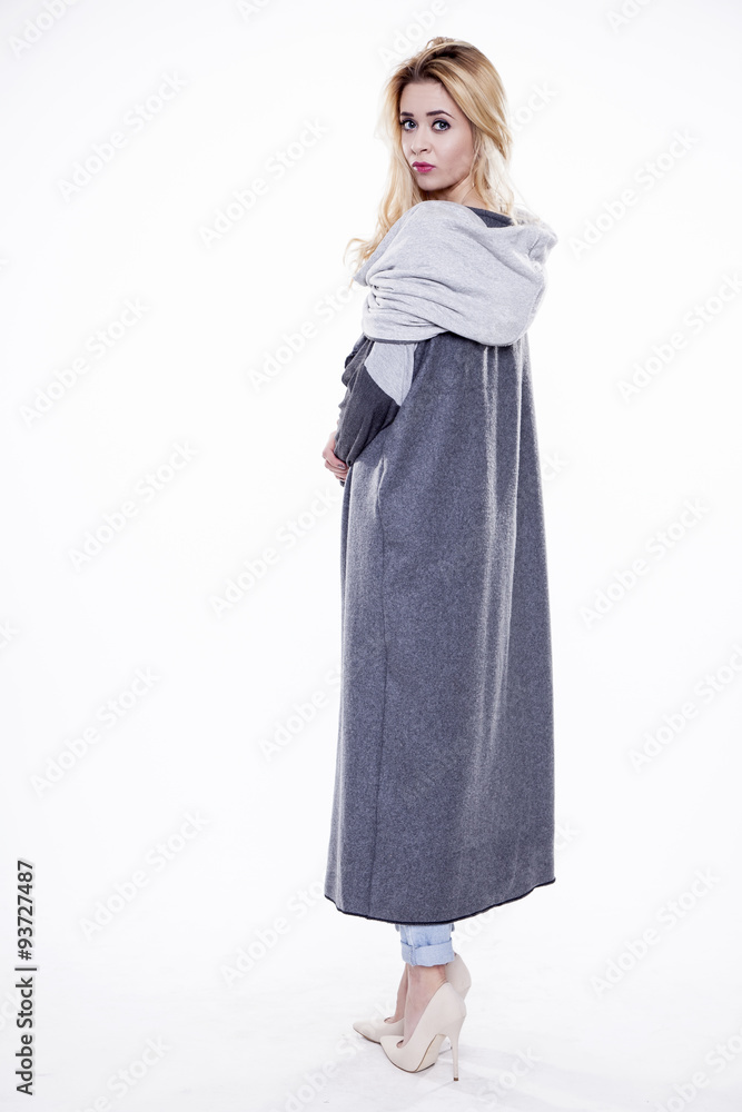 Young slim sexy woman in fashionable dress isolated on white bac Young slim sexy woman in fashionable dress isolated on white bac