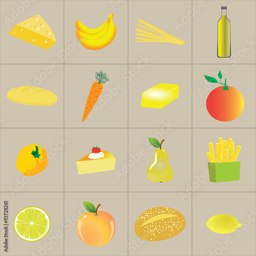 Comida em tons de amarelo e laranja