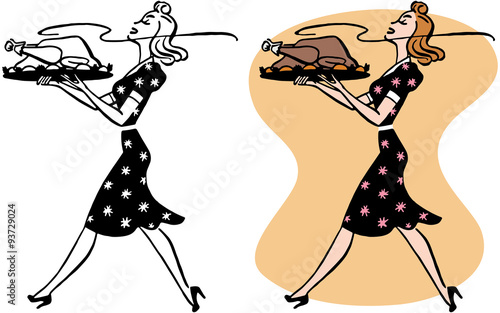 Woman serving Thanksgiving turkey