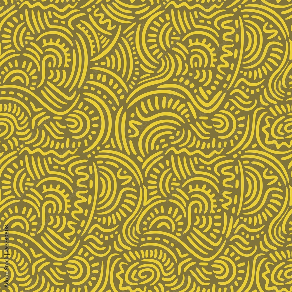 Yellow Doodle Lines Seamless Pattern Yellow Doodle Lines Seamless Pattern