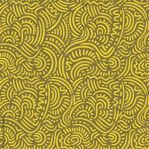 Yellow Doodle Lines Seamless Pattern © Eduardo Santarosa