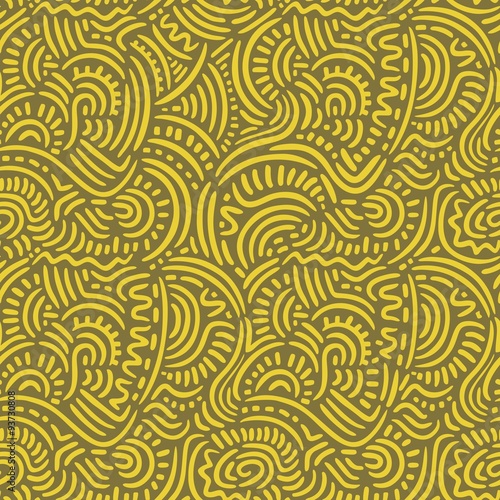 Yellow Doodle Lines Seamless Pattern