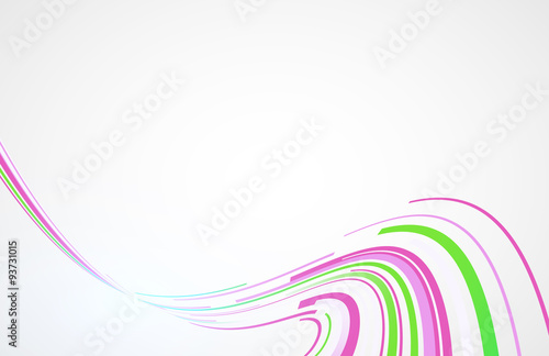 Bending line pink and green color technology concept on white background