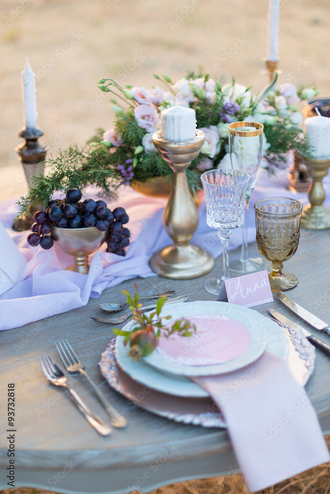 Fototapeta premium decorated for wedding elegant dinner table