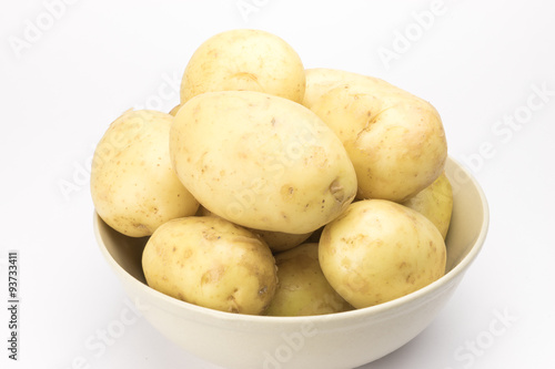 Potato chips on white background..