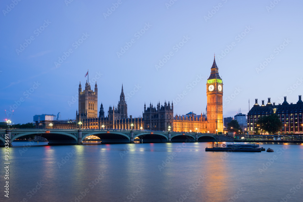 The Palace of Westminster Big Ben at night, London, England, UK.