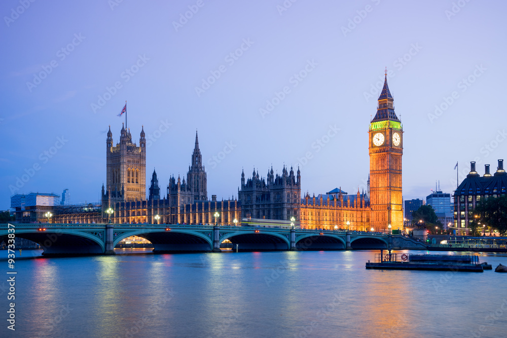 The Palace of Westminster Big Ben at night, London, England, UK.