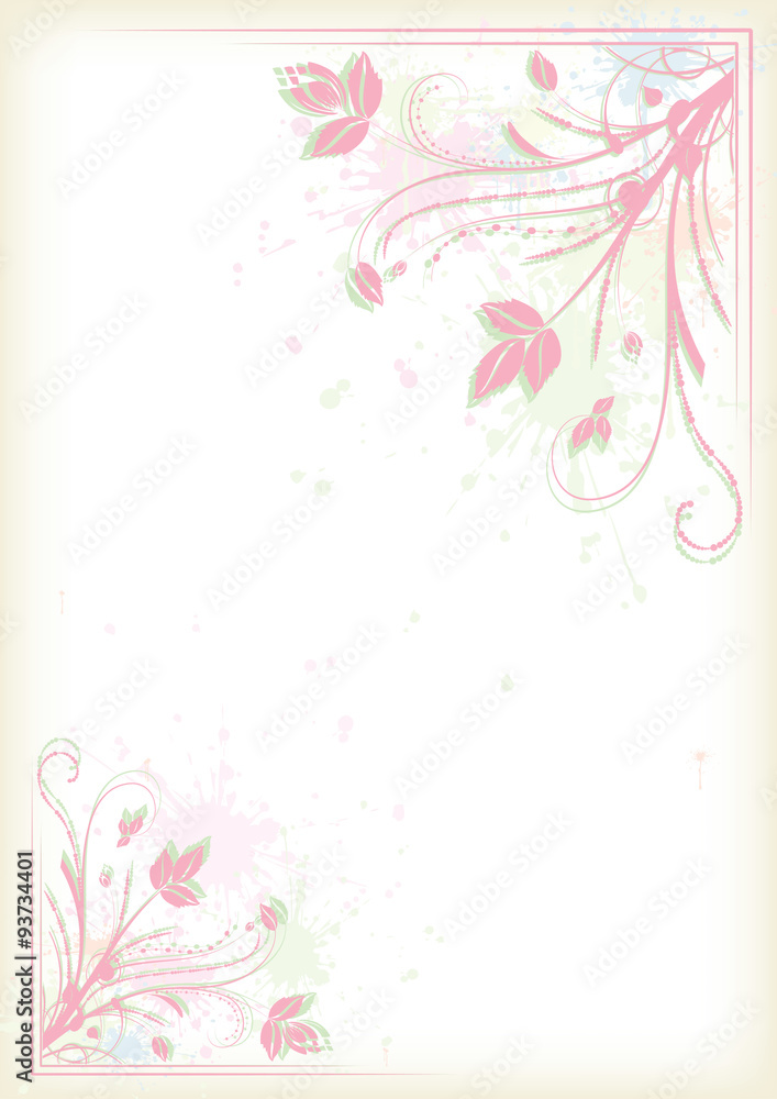 Splashing colorful floral frame, vector illustration