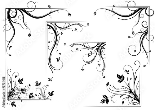 set of six Floral frame corners. vector illustration