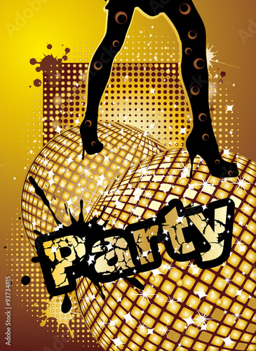 Disco Music Dance Girl Party background, vector illustration