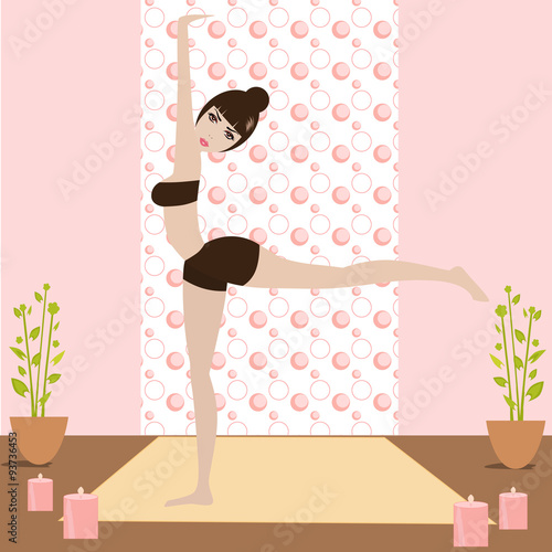 Pretty woman doing yoga exercise in a beautiful place.