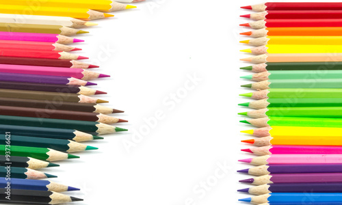 Fullcolor color pencils on white background