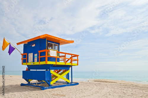 Miami Beach Florida, lifeguard house in typical art deco colorful style © FotoMak