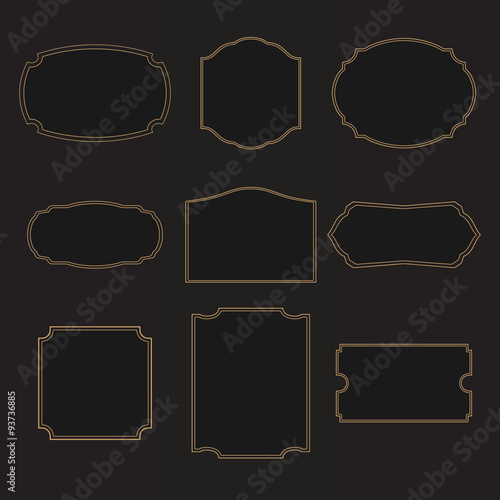 Blank vintage label black and gold frame