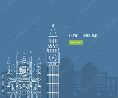 London, United Kingdom flat icons design travel concept. London