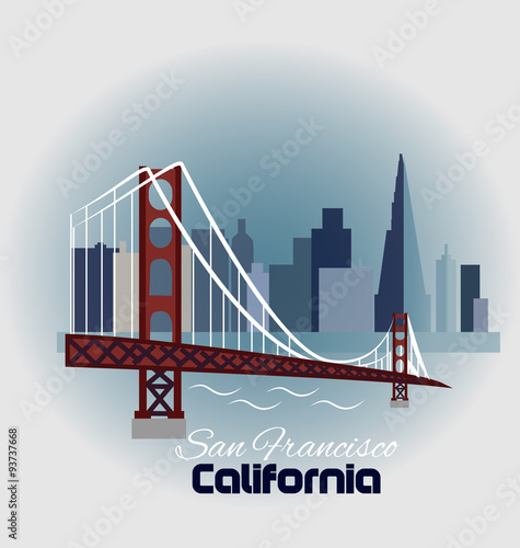 San Francisco blue skyline building logo icon sticker