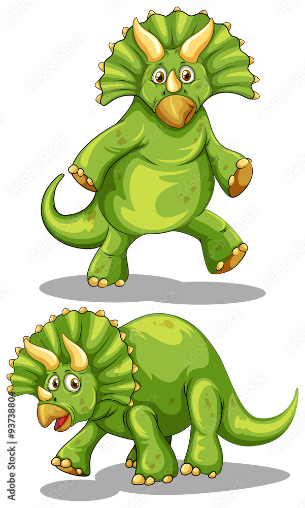 Obraz premium Green dinosaur with sharp horns