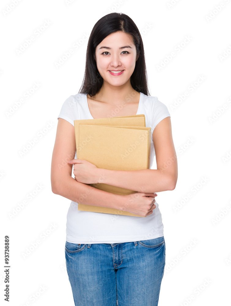 Young woman hold with folder Young woman hold with folder