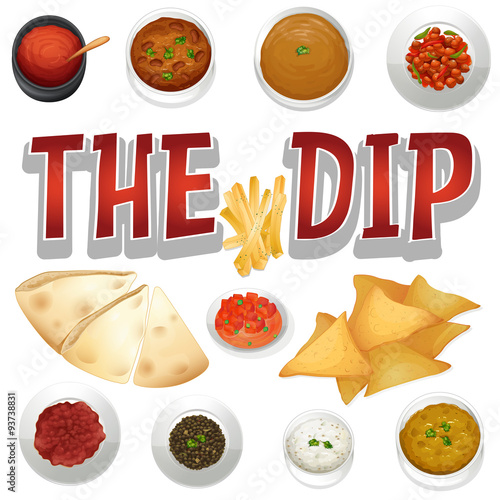 Different kind of dips and chips